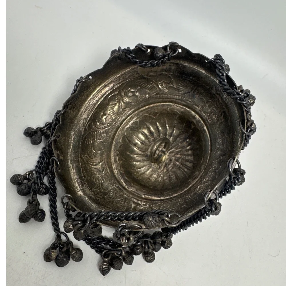 Vintage Indian Chhatra Bell Pendant Tribal Kuchi Boho Tassel with Ghungroo Bells